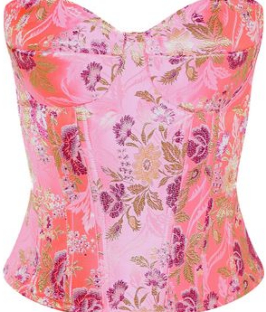 Prettylittlething Pink Oriental Corset